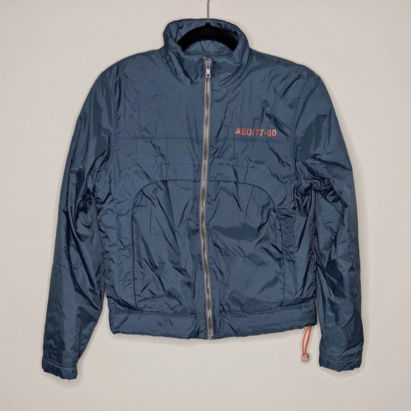 American Eagle Blue Nylon Full Zip Jacket Sz Medium - Picture 1 of 7